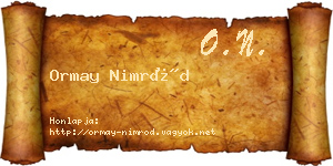 Ormay Nimród névjegykártya